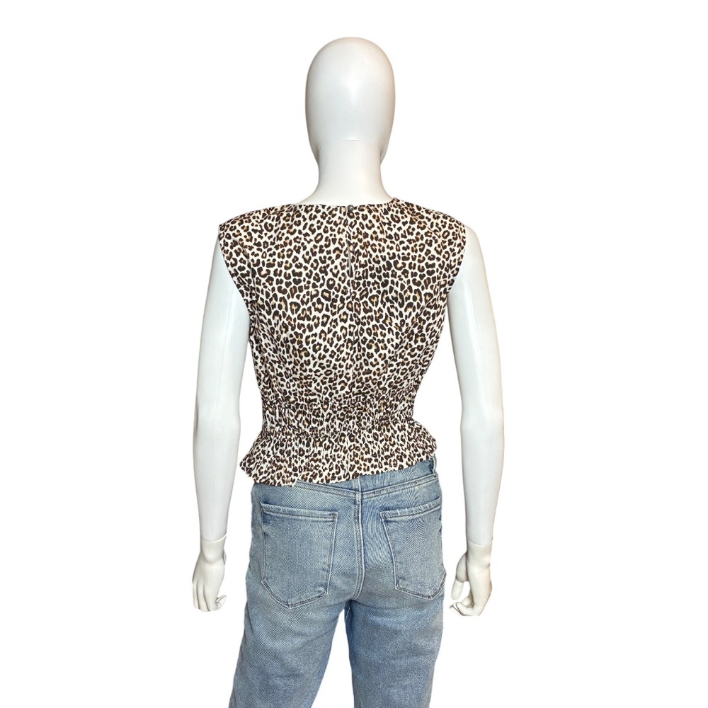 J.Crew Leopard Print Smocked Peplum Top XS NWT – Regenerative Cotton - Picture 2 of 11